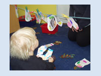 Number line - playing snap with matching socks encourages counting, concentration and the application of knowledge concerning similarities and differences between objects